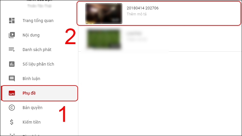Chọn video cần tạo phụ đề